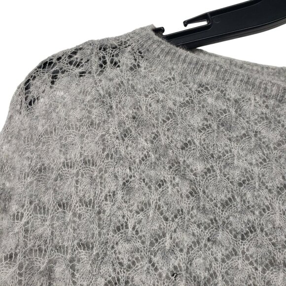 Abercrombie & Fitch Gray Open Knit Long Sleeve Sweater Bodysuit Merino Wool Blen - Picture 2 of 13